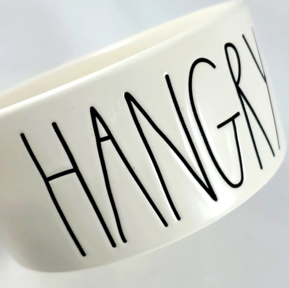 Rae Dunn White  Dog Bowl Large Letters HANGRY Artisan Collection Ceramic - Picture 3 of 6